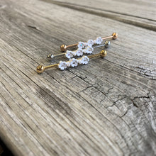 Load image into Gallery viewer, 14G Clear Gem White Flower Industrial Barbell 38mm