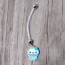Load image into Gallery viewer, Bundle of Joy Baby Blue Squid Nautical Dangle Pregnancy Belly Ring