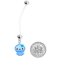 Load image into Gallery viewer, Bundle of Joy Baby Blue Squid Nautical Dangle Pregnancy Belly Ring