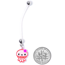 Load image into Gallery viewer, Bundle of Joy Baby Pink Squid Jellyfish Nautical Dangle Pregnancy Belly Ring