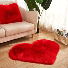 Load image into Gallery viewer, Plush Heart-Shaped Area Mat | Machine Washable Soft Artificial Wool | Cozy Decorative Mat for Living Room, Bedroom, Office | Indoor Use