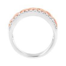 Load image into Gallery viewer, 10K White and Rose Gold 1/3 Cttw Diamond Split Shank and Infinity Ribbon Band Ring (I-J Color, I1-I2 Clarity) - Size 6