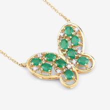 Load image into Gallery viewer, 1.56 Carat Genuine Emerald and White Zircon .925 Sterling Silver Necklace