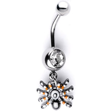 Load image into Gallery viewer, Clear Gem Tarantula Spider Halloween Dangle Belly Ring