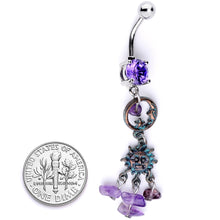 Load image into Gallery viewer, Purple Gem Solstice Sun Moon Dangle Belly Ring