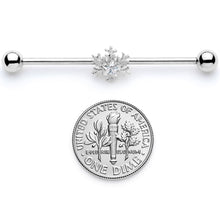 Load image into Gallery viewer, 14G Clear Gem Snowflake Industrial Barbell 38mm