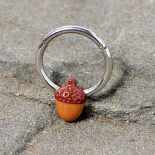 将图片加载到图库查看器,16G 3/8 Brown Autumn Acorn Hinged Segment Ring