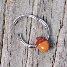 将图片加载到图库查看器,16G 3/8 Brown Autumn Acorn Hinged Segment Ring