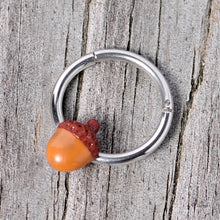 将图片加载到图库查看器,16G 3/8 Brown Autumn Acorn Hinged Segment Ring