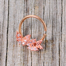 Load image into Gallery viewer, 16G 3/8 Clear CZ Gem Rose Gold Tone Trio Butterfly Seamless Ring