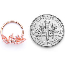 Load image into Gallery viewer, 16G 3/8 Clear CZ Gem Rose Gold Tone Trio Butterfly Seamless Ring