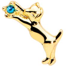 Load image into Gallery viewer, 16G 1/4 Blue Gem Gold Tone Leaping Cat Cartilage Tragus Earring