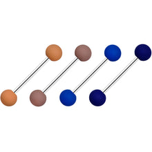 Load image into Gallery viewer, Blue and Brown Matte Barbell Tongue Ring Set of 4
