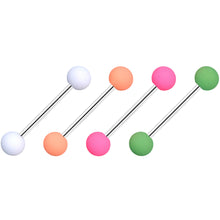 Load image into Gallery viewer, Pink Peach Green Matte Barbell Tongue Ring Set of 4