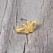 Load image into Gallery viewer, 20G 3/8 Clear Gem Gold Tone Fleur De Lis Faux Hoop Nose Bone