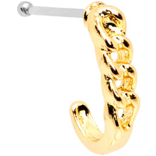 Load image into Gallery viewer, 20G 3/8 Gold Tone Chain Link Faux Hoop Nose Bone