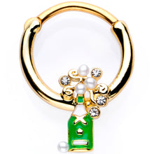 Load image into Gallery viewer, 16G 3/8 Clear Gem Gold Tone Champagne Holiday Septum Clicker