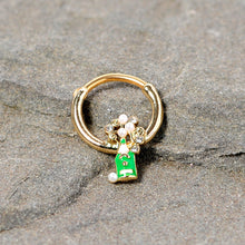 Load image into Gallery viewer, 16G 3/8 Clear Gem Gold Tone Champagne Holiday Septum Clicker