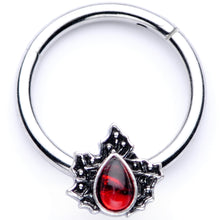 Load image into Gallery viewer, 16G 3/8 Red Gem Holly Leaf Holiday Hinged Segment Ring