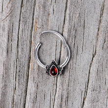 Load image into Gallery viewer, 16G 3/8 Red Gem Holly Leaf Holiday Hinged Segment Ring