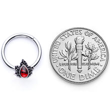 Load image into Gallery viewer, 16G 3/8 Red Gem Holly Leaf Holiday Hinged Segment Ring