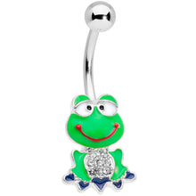将图片加载到图库查看器,Clear Gem Green Goofy Frog Belly Ring
