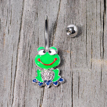 将图片加载到图库查看器,Clear Gem Green Goofy Frog Belly Ring