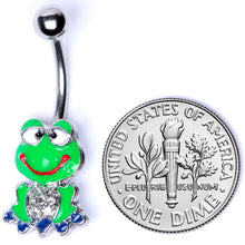 将图片加载到图库查看器,Clear Gem Green Goofy Frog Belly Ring
