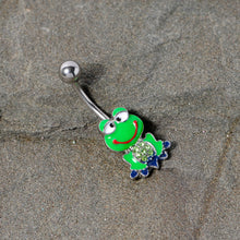 将图片加载到图库查看器,Green Gem Green Goofy Frog Belly Ring