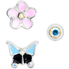 Load image into Gallery viewer, 16G 1/4 Aurora Gem Flower Cartilage Tragus Set of 3
