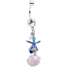 将图片加载到图库查看器,Clear Blue Gem Ocean Treasure Nautical Dangle Belly Ring