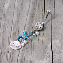 将图片加载到图库查看器,Clear Blue Gem Ocean Treasure Nautical Dangle Belly Ring