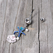将图片加载到图库查看器,Clear Blue Gem Ocean Treasure Nautical Dangle Belly Ring