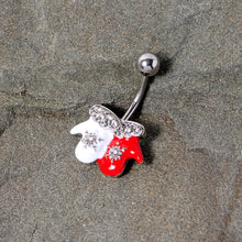 将图片加载到图库查看器,Clear Gem Winter Mittens Snowflake Christmas Belly Ring