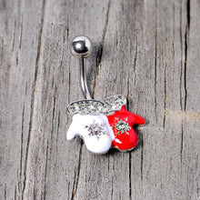 将图片加载到图库查看器,Clear Gem Winter Mittens Snowflake Christmas Belly Ring