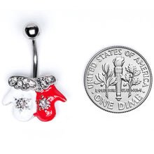 将图片加载到图库查看器,Clear Gem Winter Mittens Snowflake Christmas Belly Ring