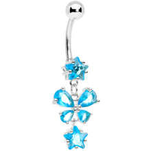 将图片加载到图库查看器,Blue Gem Star and Bow Dangle Belly Ring