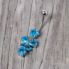 将图片加载到图库查看器,Blue Gem Star and Bow Dangle Belly Ring
