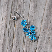 将图片加载到图库查看器,Blue Gem Star and Bow Dangle Belly Ring