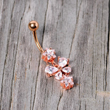 将图片加载到图库查看器,Clear Gem Rose Gold Tone Star and Bow Dangle Belly Ring