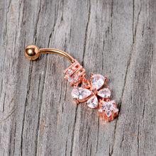 将图片加载到图库查看器,Clear Gem Rose Gold Tone Star and Bow Dangle Belly Ring
