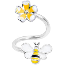 Load image into Gallery viewer, 14G 3/8 Yellow Bee Flower Spiral Twister Belly Ring