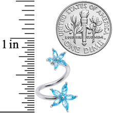 将图片加载到图库查看器,14G 3/8 Blue Gem Star Flower Spiral Twister Belly Ring