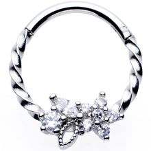 将图片加载到图库查看器,16G 3/8 Clear Gem Star Twisted Hinged Segment Ring