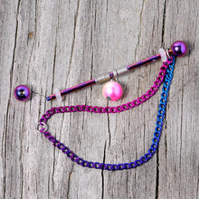 Load image into Gallery viewer, 14G Rainbow Double Chain Dangle Project Bar 38mm