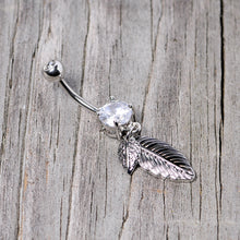 将图片加载到图库查看器,Clear Gem Feathers Southwestern Dangle Belly Ring