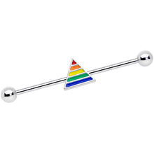 将图片加载到图库查看器,14G Rainbow Pride Triangle Industrial Barbell 38mm