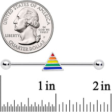 将图片加载到图库查看器,14G Rainbow Pride Triangle Industrial Barbell 38mm