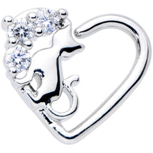 Load image into Gallery viewer, 16G 3/8 Clear CZ Gem Cat Heart Right Ear Closure Ring