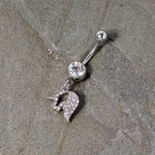 将图片加载到图库查看器,Clear Gem Silhouette Unicorn Dangle Belly Ring